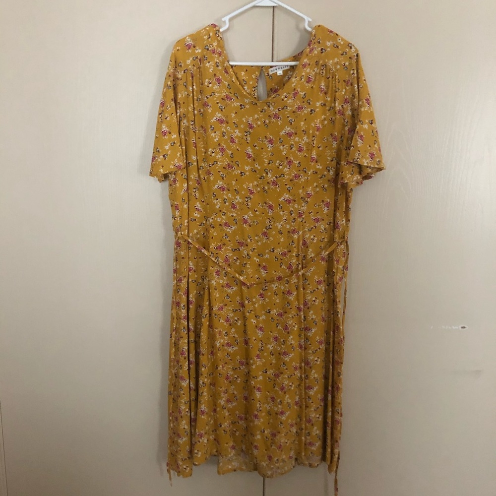 Mustard yellow floral dress